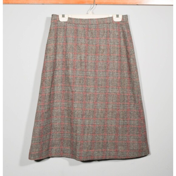 Woolrich Dresses & Skirts - Vintage The Woolrich Woman Wool Gray Tweed Red Plaid Long A Line Skirt Sz 15/16